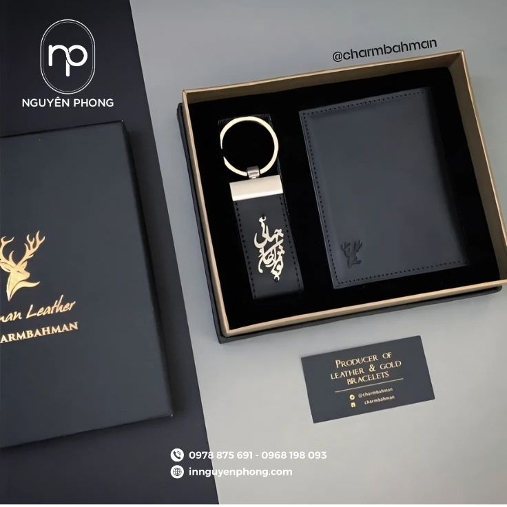 Mẫu hộp cứng dạng âm dương đựng móc khóa ví da